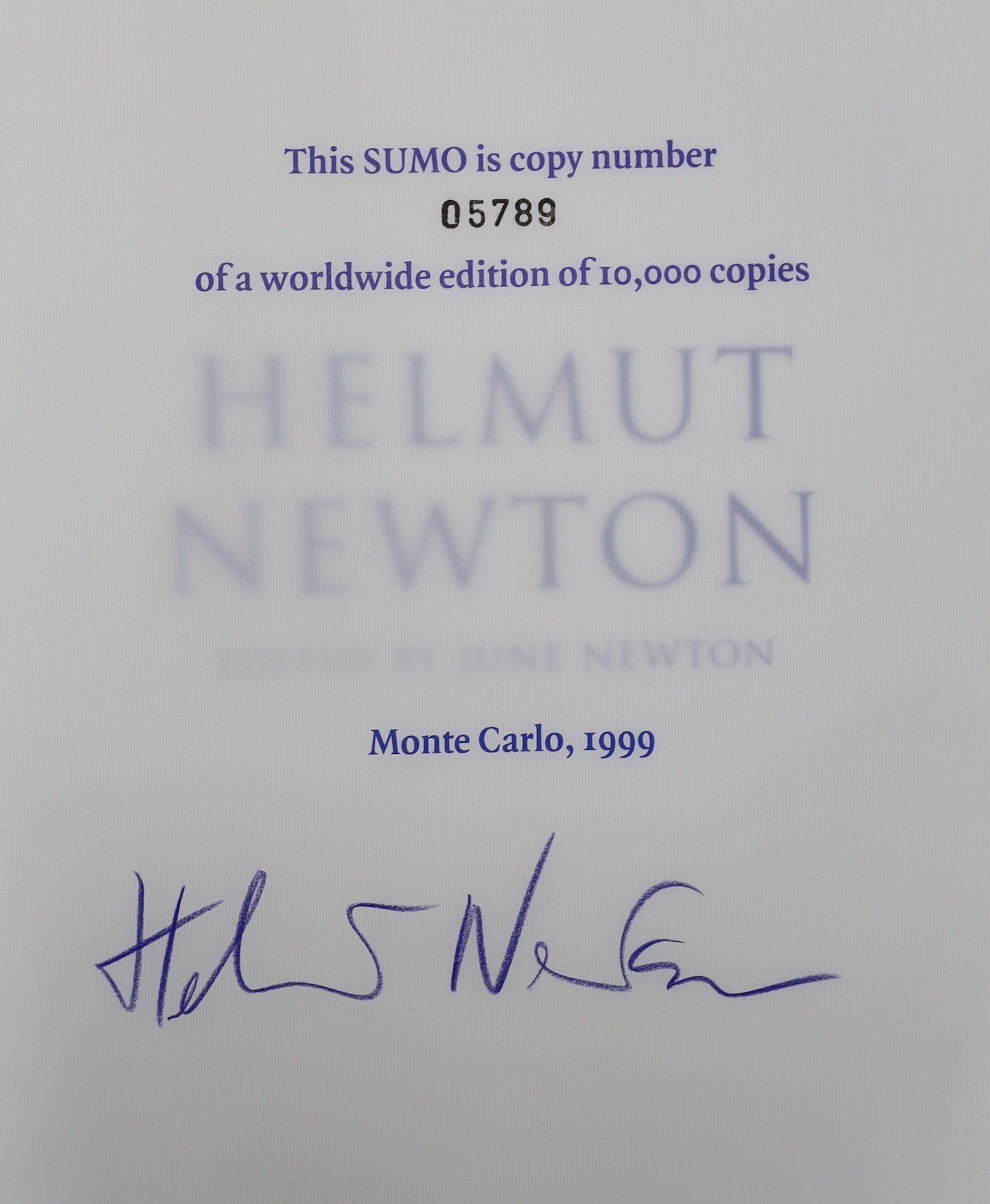 Newton, Helmut - Sumo, one of 10,000, signed, folio, original cloth in d/j, with 464 pp., 400 plates, Taschen, Monte Carlo, 1999, with chrome stand designed by Philippe Starck, together with original shipping box.